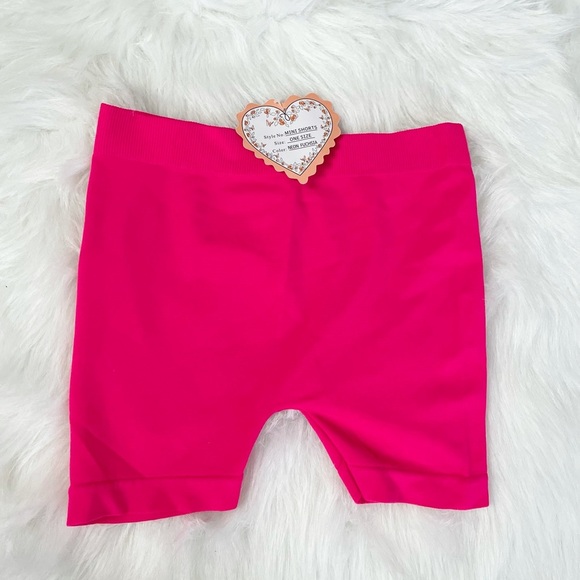 Neon Fuchsia Seamless Basic Mini Bike Shorts - Picture 2 of 2